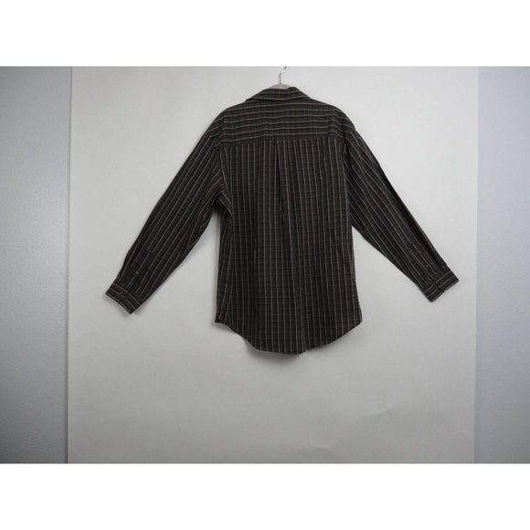 Van Heusen Dress Shirt Button Up Size Large 16 -16 1/2 Brown Plaid Long Sleeve - Picture 3 of 6